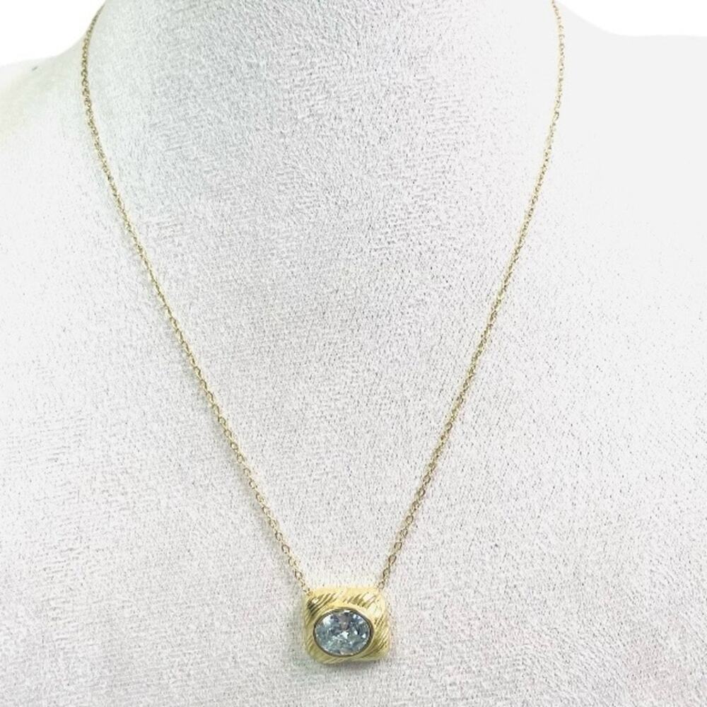 Gold Plated Necklace with Square Zircon Pendant